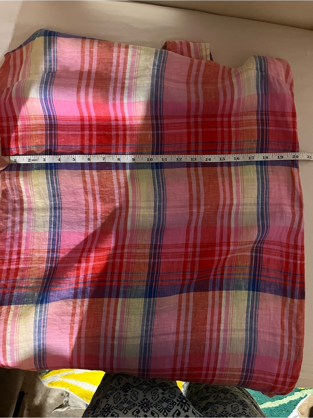C&C California 100% Linen Pink, Red & Green Plaid Shift Tank Dress Large - Picture 7 of 9